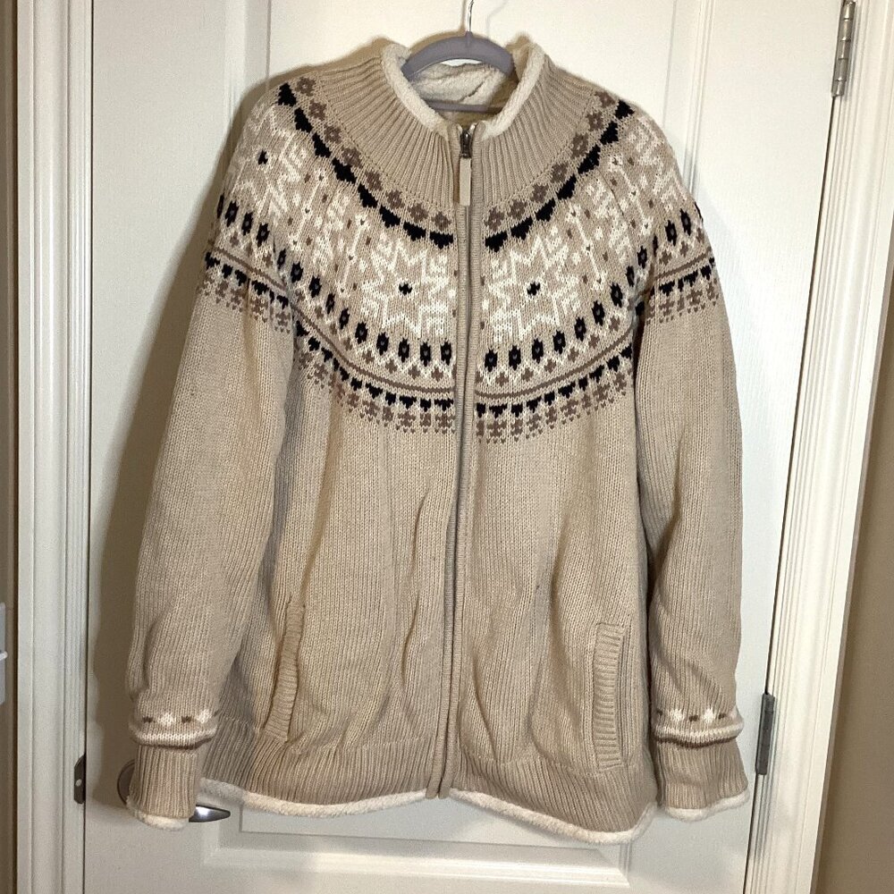 Stormpack Sunice Women's Fleece Lined Fair Isle Sweater Cardigan Size XXL